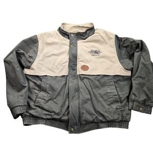 Browning Jacket Mens 2XL Green Tan Canvas Wool Lined Bomber Hunting Outdoor